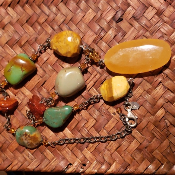 Silpada SS Necklace with Jade, Amber, Jasper & Turquoise Stones - Picture 3 of 6